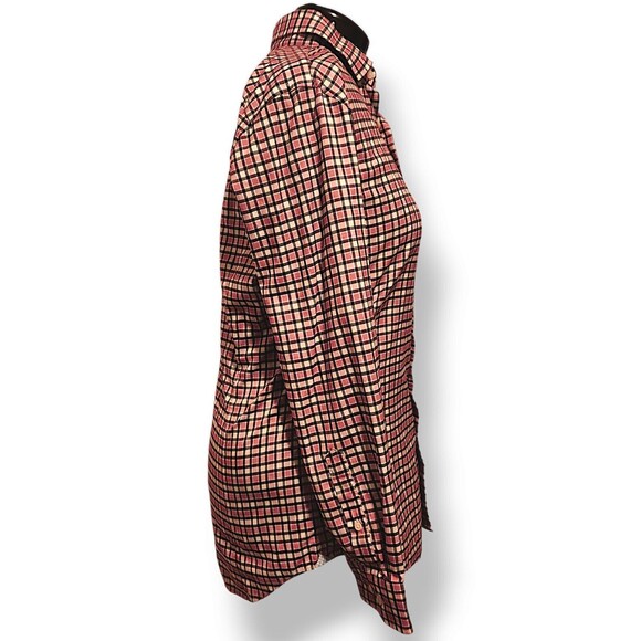 Banana Republic Shirt Women's Blue/Peach Plaid Slim Fit Button Up Long S… - Picture 3 of 5